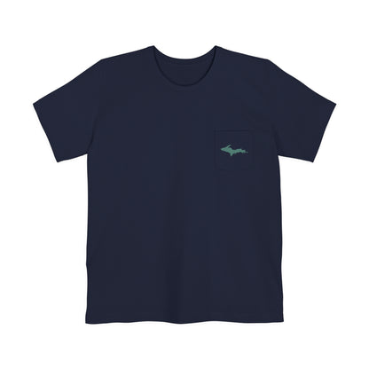 Michigan Upper Peninsula Pocket T-Shirt (w/ Copper Green UP Outline) | Unisex Standard