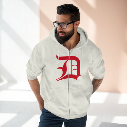 Detroit 'Old English D' Hoodie (Full-Body Aliform Red) | Unisex Full Zip