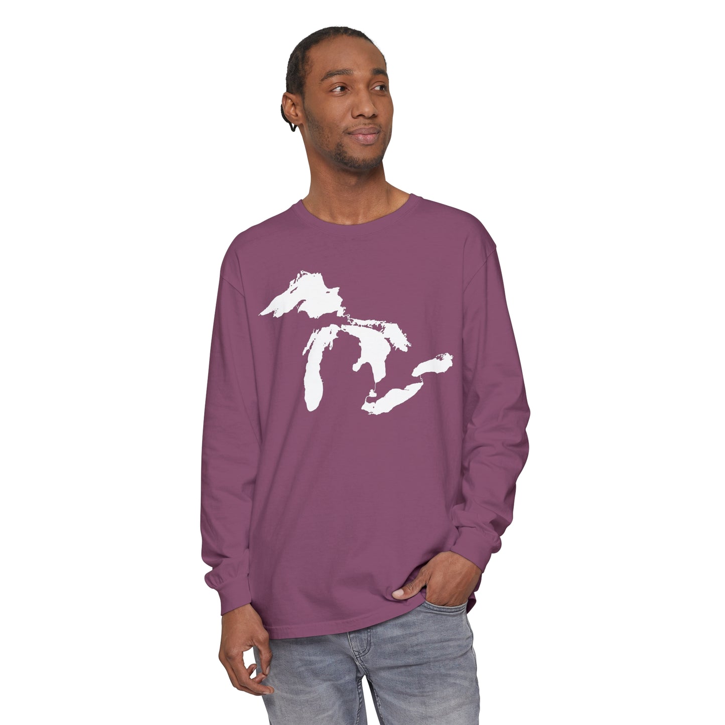 Great Lakes Garment-Dyed T-Shirt | Unisex Long Sleeve - White