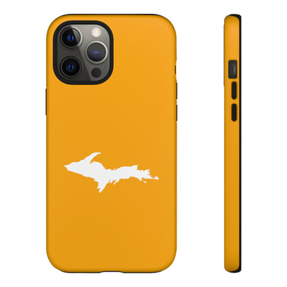 Michigan Upper Peninsula Tough Phone Case (Autumn Birch Leaf Color w/ UP Outline) | Apple iPhone