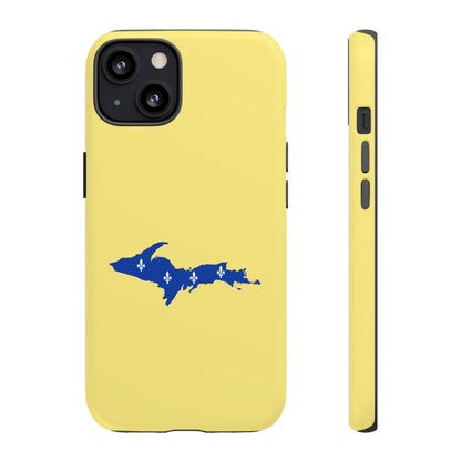 Michigan Upper Peninsula Tough Phone Case (Yellow Cherry Color w/ UP Quebec Flag Outline) | Apple iPhone