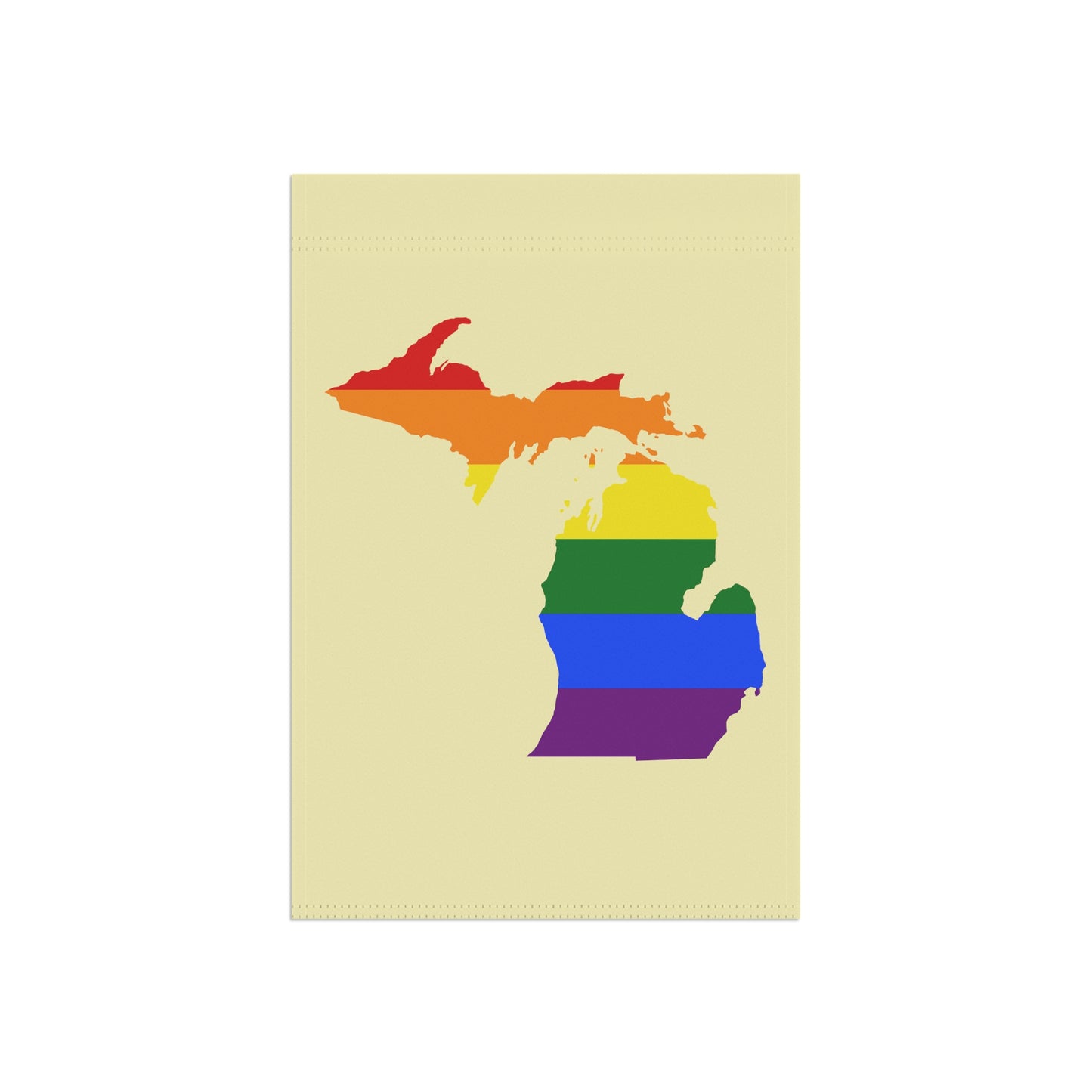 Michigan Rainbow Pride Home & Garden Flag (w/ MI Outline) | Canary Yellow