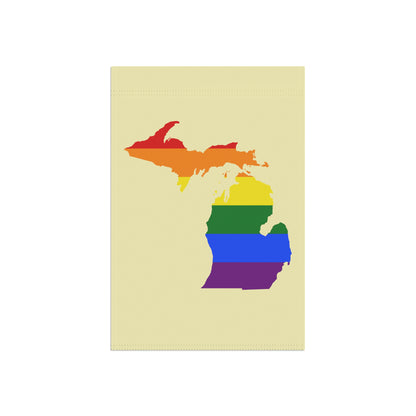 Michigan Rainbow Pride Home & Garden Flag (w/ MI Outline) | Canary Yellow