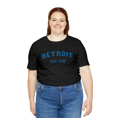 'Detroit EST. 1701' T-Shirt (Azure Ballpark Font) | Unisex Standard