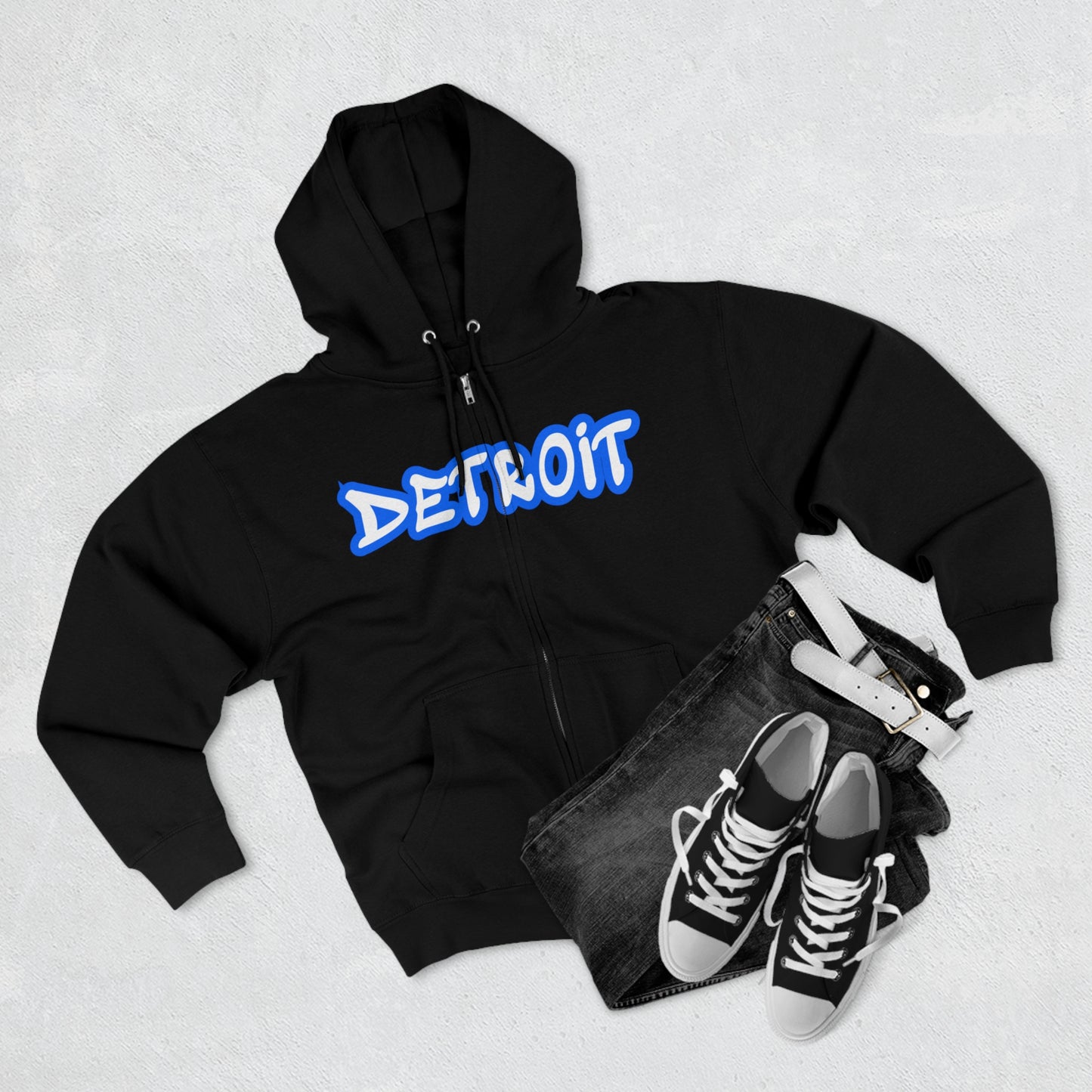 Detroit' Hoodie (Motor Town Blue Tag Font) | Unisex Full Zip