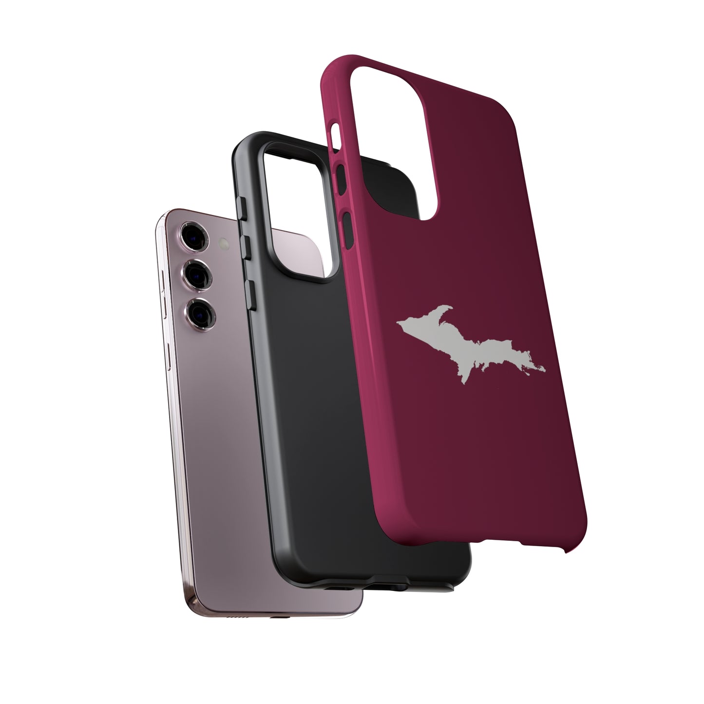 Michigan Upper Peninsula Tough Phone Case (Ruby Red w/ UP Outline) | Samsung & Pixel Android