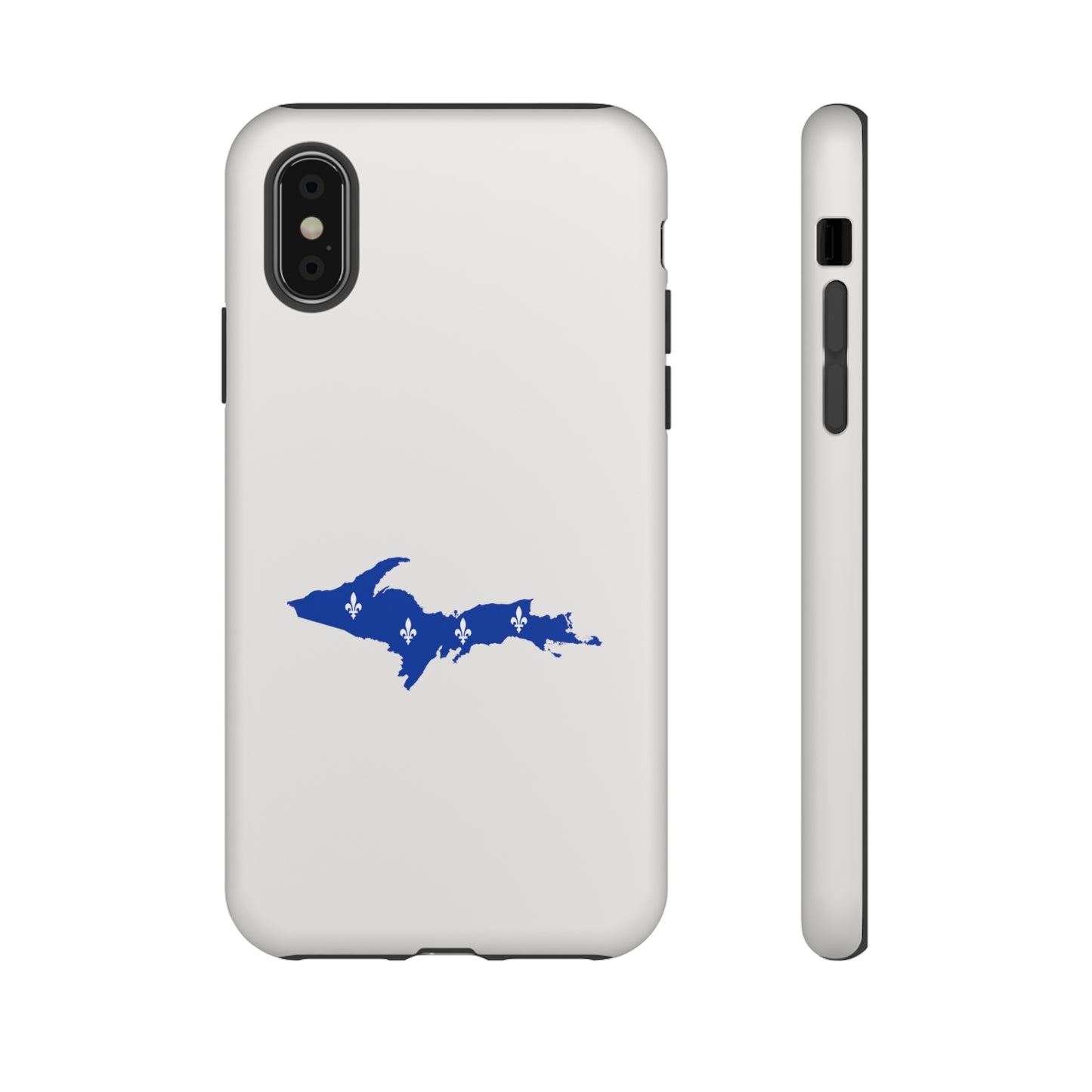 Michigan Upper Peninsula Tough Phone Case (Birch Bark White w/ UP Quebec Flag Outline) | Apple iPhone