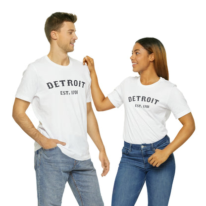 'Detroit EST. 1701' T-Shirt (Iron Ore Grey Ballpark Font) | Unisex Standard