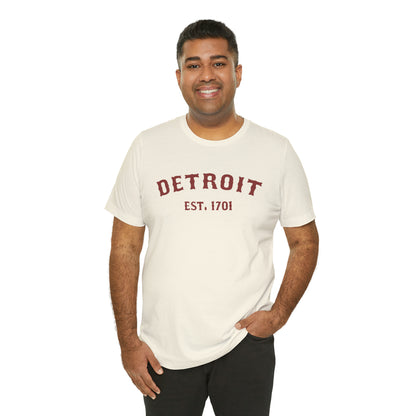 Detroit EST. 1701' T-Shirt (Ore Dock Red Ballpark Font) | Unisex Standard