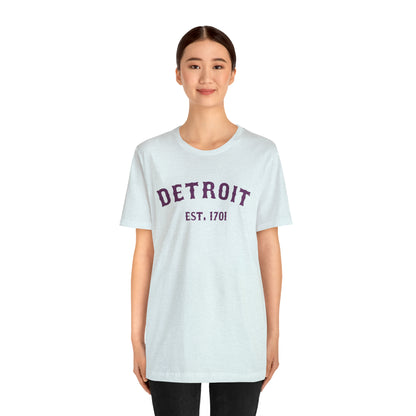 'Detroit EST. 1701' T-Shirt (Plum Ballpark Font) | Unisex Standard