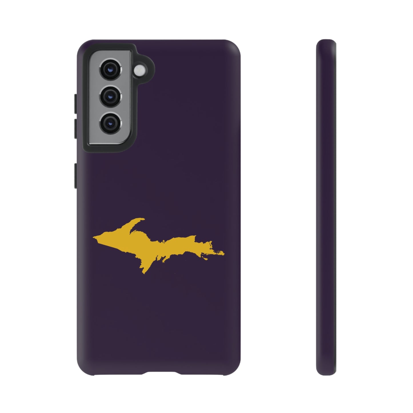 Michigan Upper Peninsula Tough Phone Case (Blackcurrant w/ Gold UP Outline) | Samsung & Pixel Android