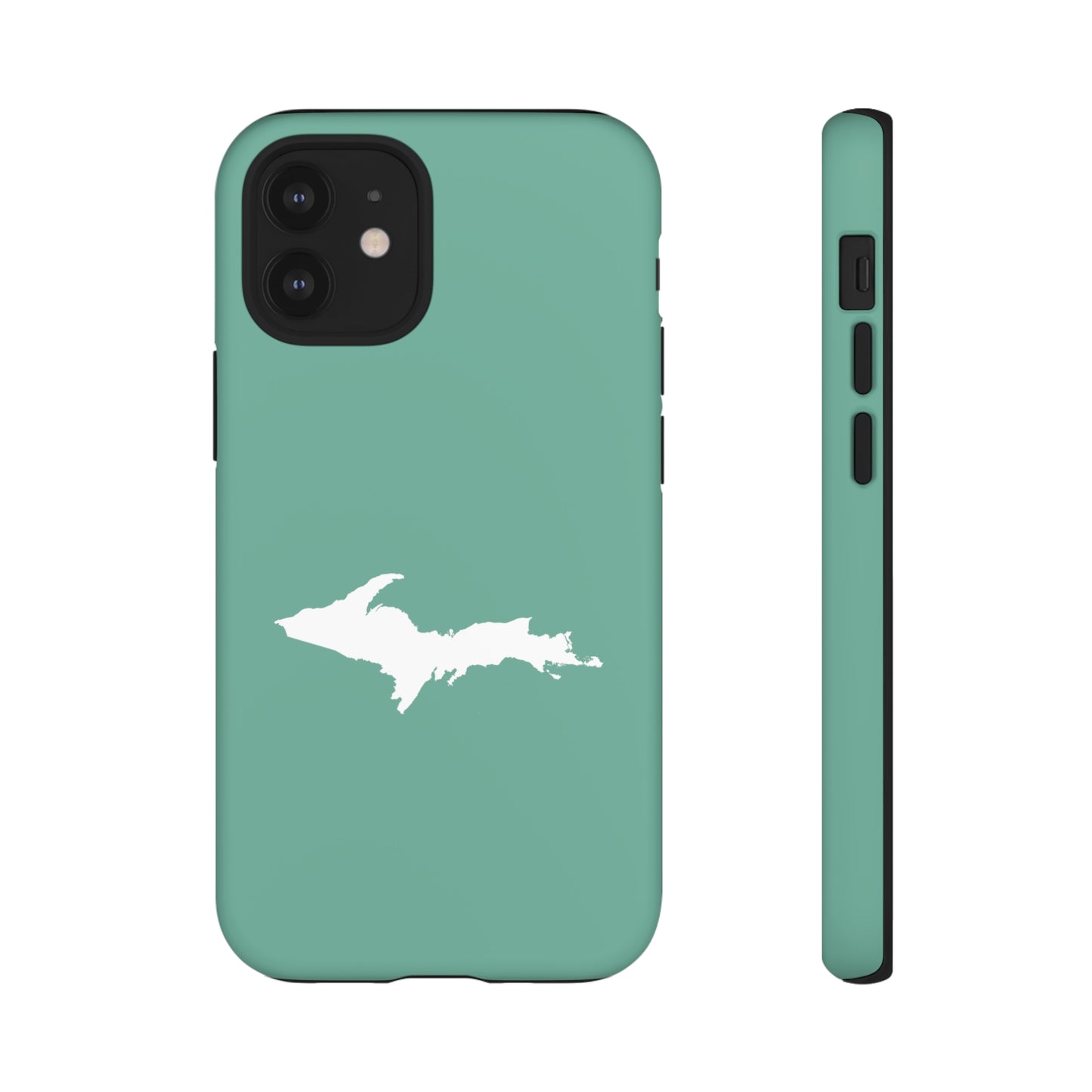 Michigan Upper Peninsula Tough Phone Case ('64 Metallic Mint Green w/ UP Outline) | Apple iPhone