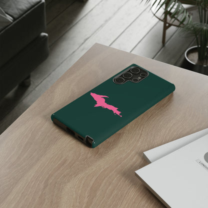 Michigan Upper Peninsula Tough Phone Case (Green w/ Pink UP Outline) | Samsung & Pixel Android