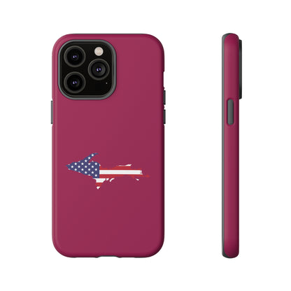 Michigan Upper Peninsula Tough Phone Case (Ruby Red w/ UP USA Flag Outline) | Apple iPhone