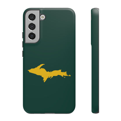 Michigan Upper Peninsula Tough Phone Case (Green w/ Gold UP Outline) | Samsung & Pixel Android