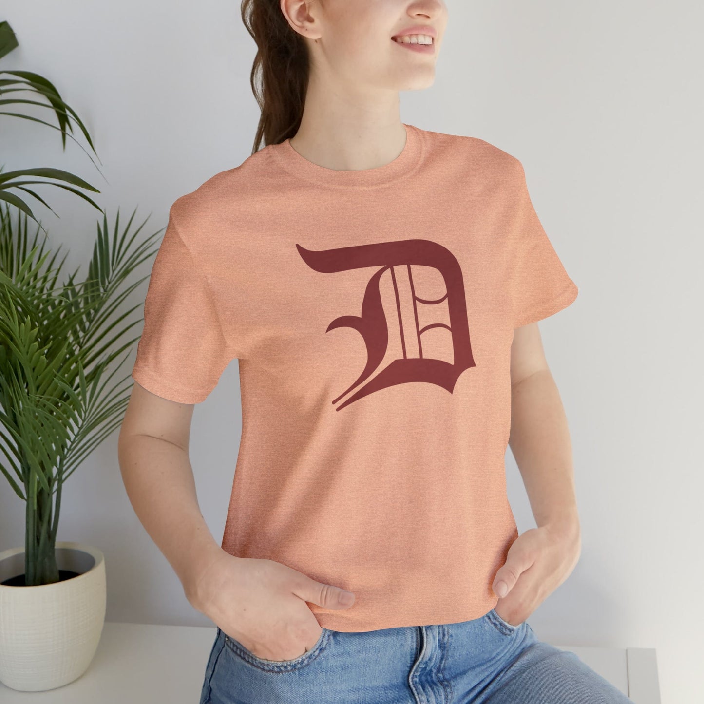 Detroit 'Old English D' T-Shirt (Ore Dock Red) | Unisex Standard