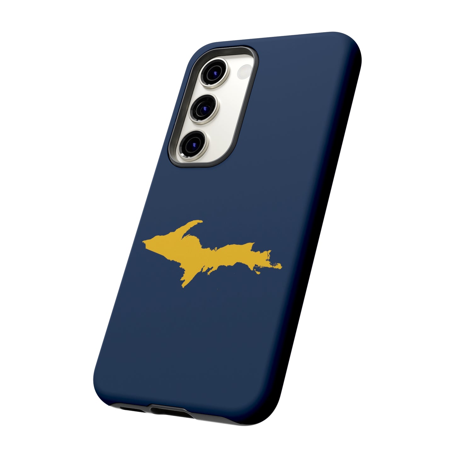 Michigan Upper Peninsula Tough Phone Case (Navy w/ Gold UP Outline) | Samsung & Pixel Android