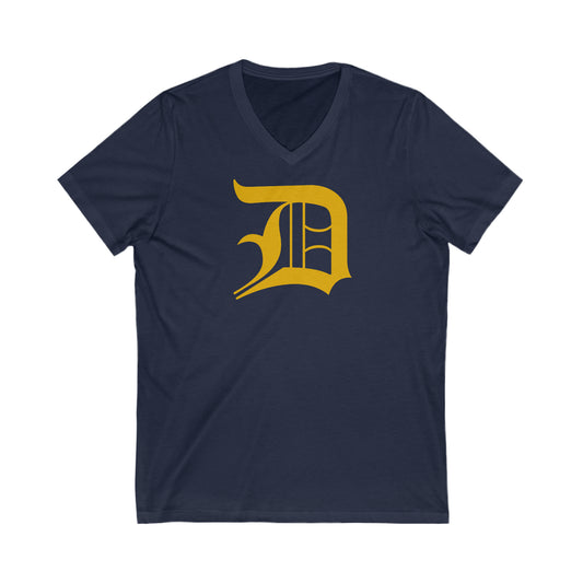 Detroit 'Old English D' T-Shirt (Gold) | Unisex V-Neck
