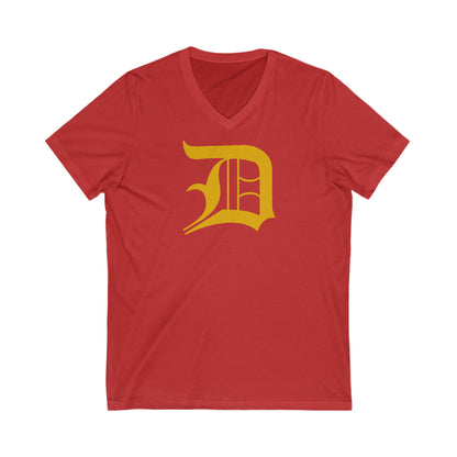 Detroit 'Old English D' T-Shirt (Gold) | Unisex V-Neck