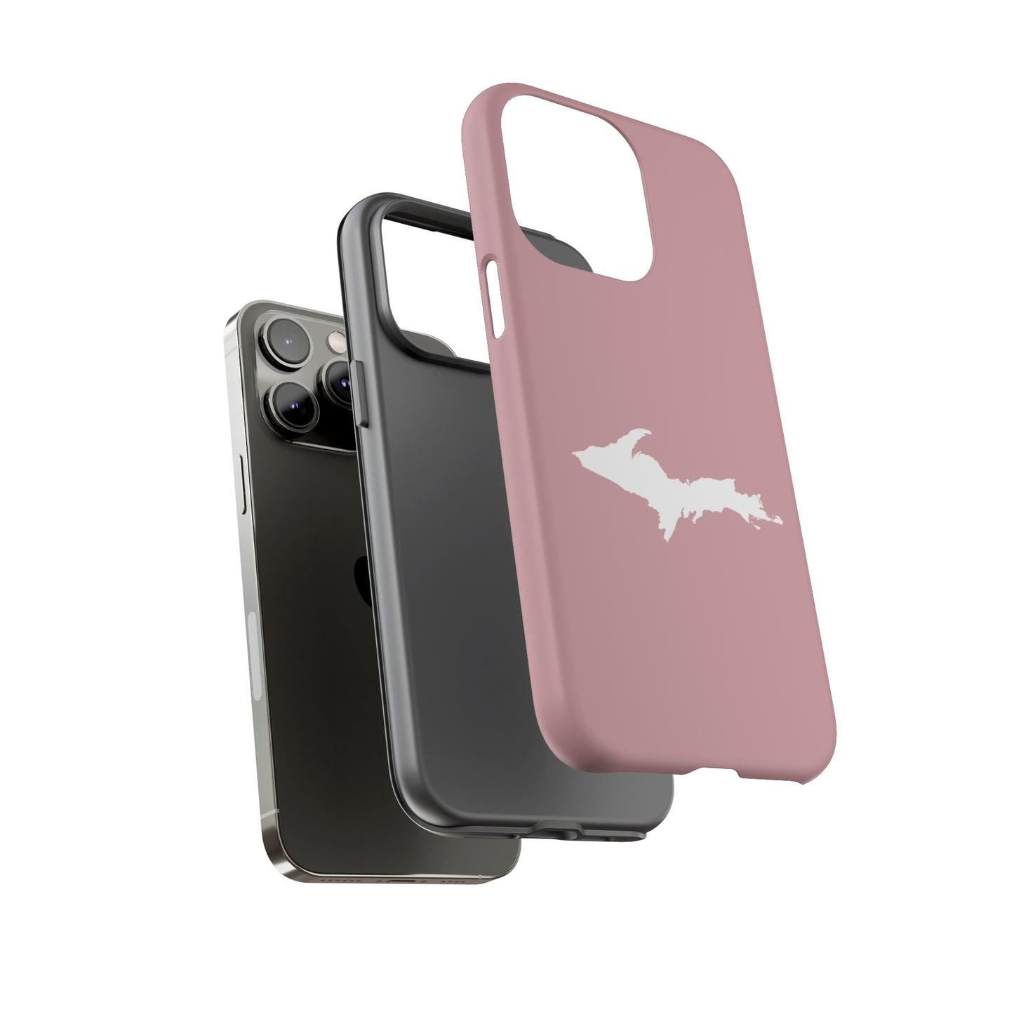 Michigan Upper Peninsula Tough Phone Case (Cherry Blossom Pink w/ UP Outline) | Apple iPhone