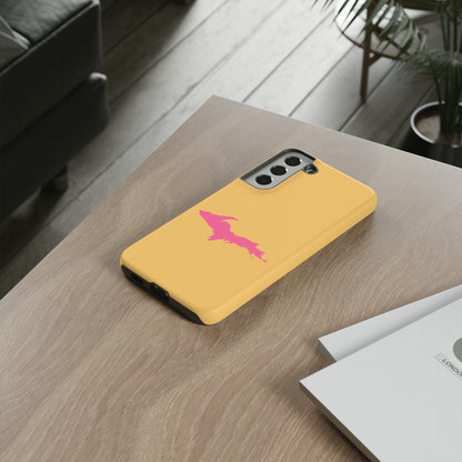 Michigan Upper Peninsula Tough Phone Case (Citrine w/ Pink UP Outline) | Samsung & Pixel Android