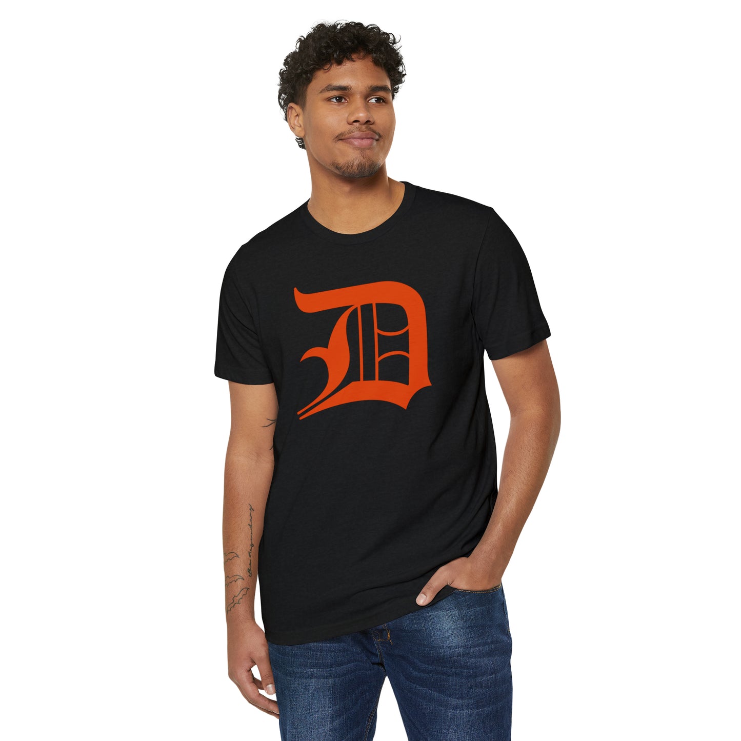 Detroit 'Old English D' T-Shirt (Maple Leaf Orange) | Unisex Recycled Organic