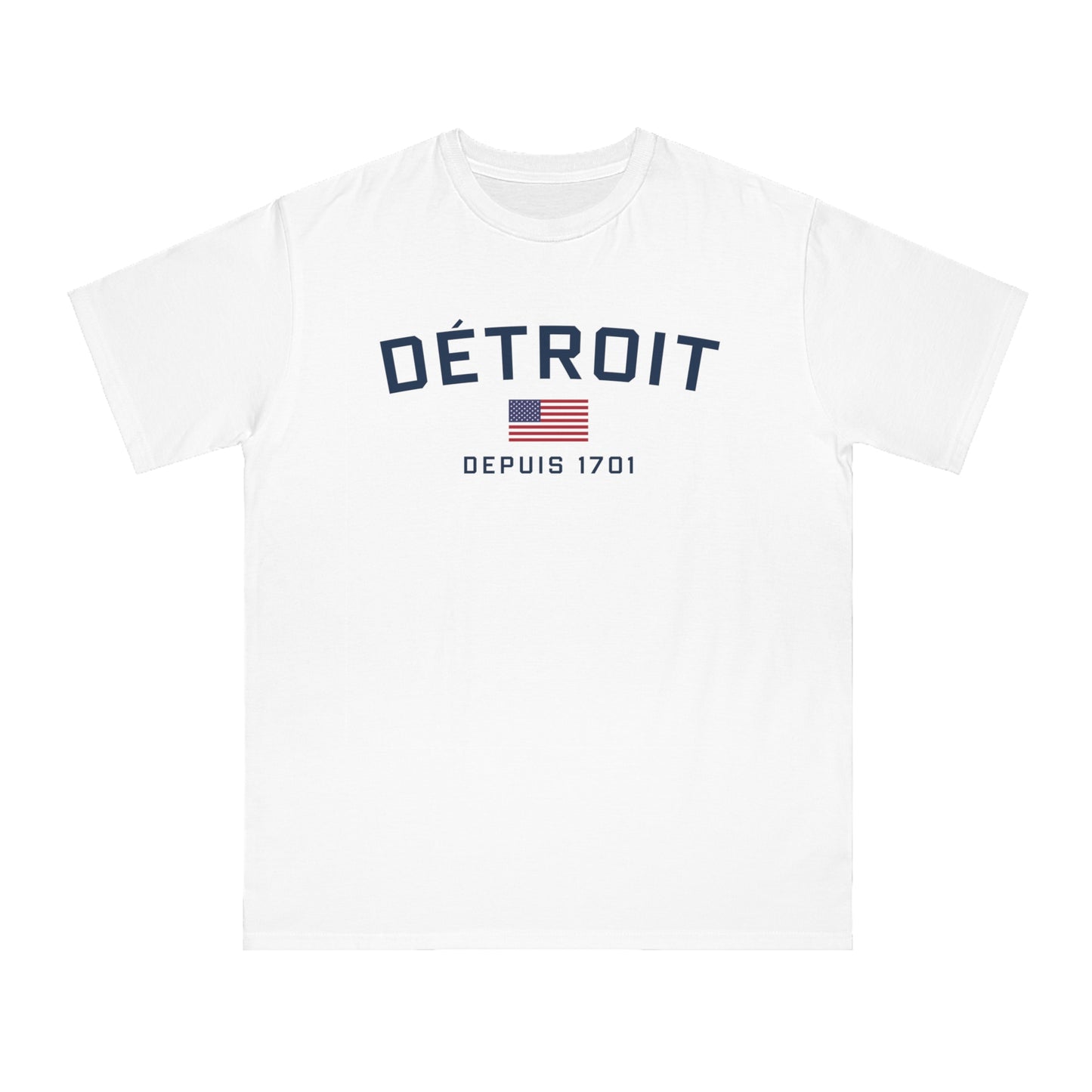 'Détroit Depuis 1701' T-Shirt (w/USA Flag) | Unisex Organic