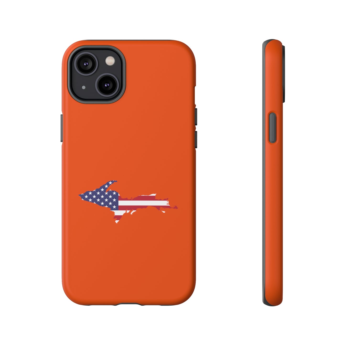 Michigan Upper Peninsula Tough Phone Case (Maple Leaf Orange w/ UP USA Outline) | Apple iPhone
