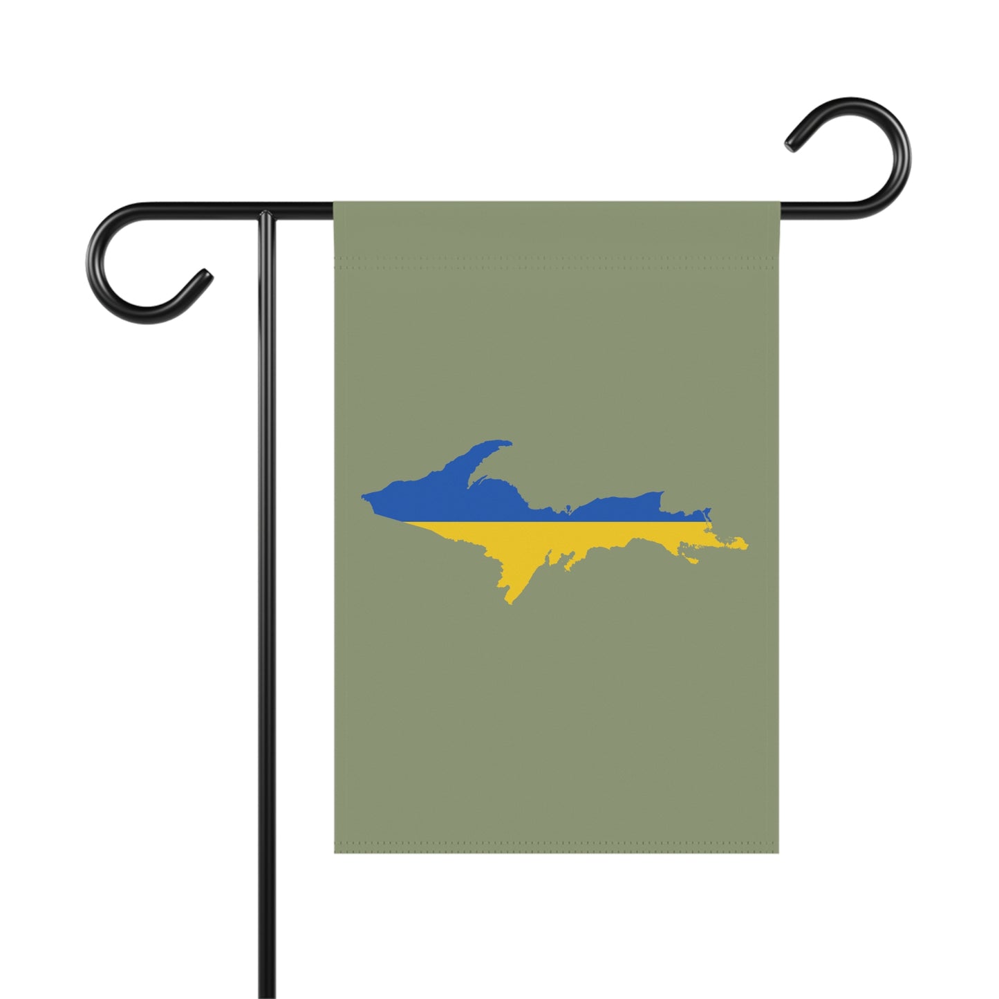 Michigan Upper Peninsula Home & Garden Flag (w/ UP Ukraine Flag) | Beachgrass Green