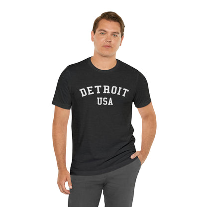 'Detroit USA' T-Shirt (Collegiate Font) | Unisex Standard