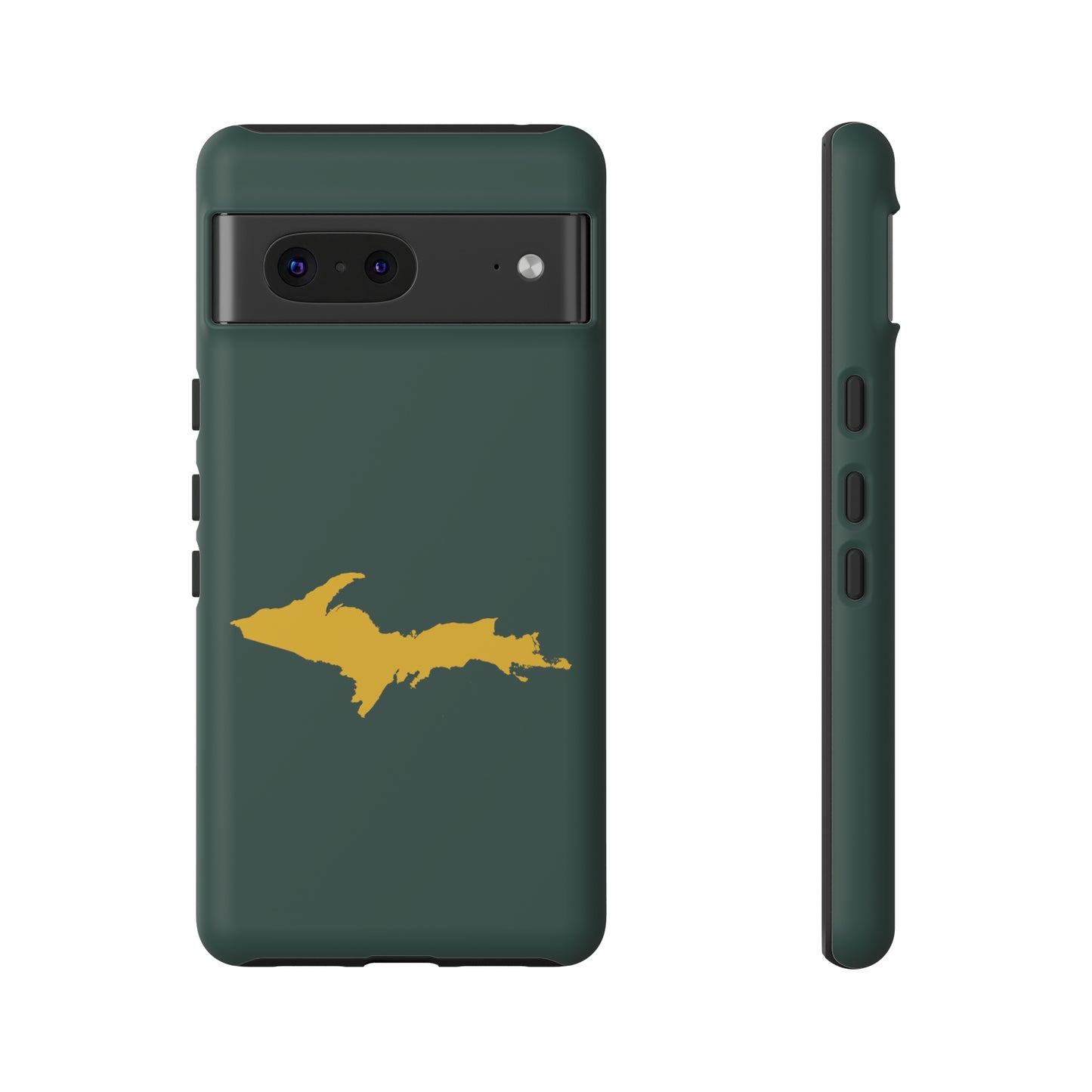 Michigan Upper Peninsula Tough Phone Case (Green w/ Gold UP Outline) | Samsung & Pixel Android