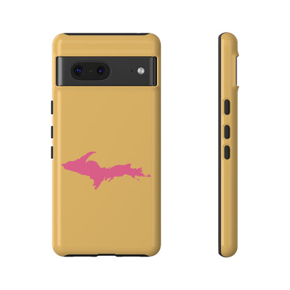 Michigan Upper Peninsula Tough Phone Case (Citrine w/ Pink UP Outline) | Samsung & Pixel Android