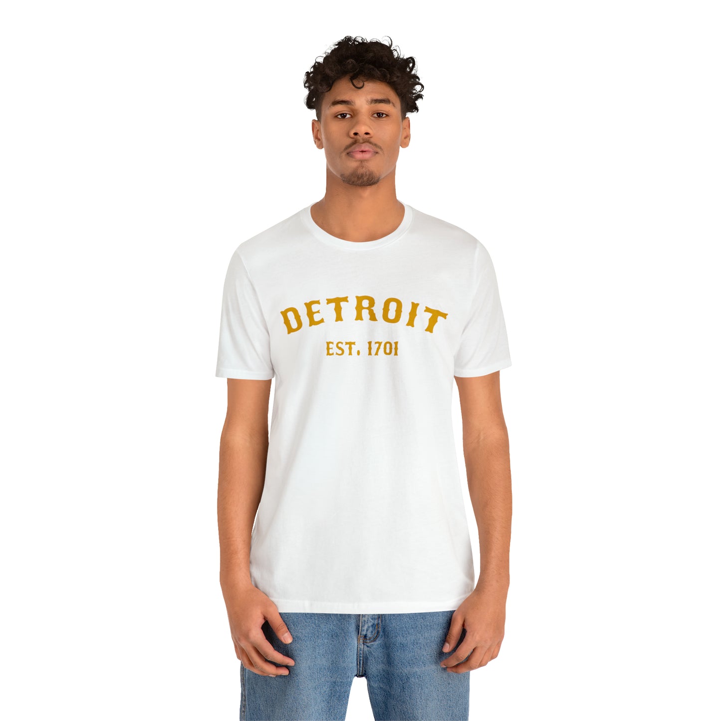 'Detroit EST. 1701' T-Shirt (Gold Ballpark Font) | Unisex Standard