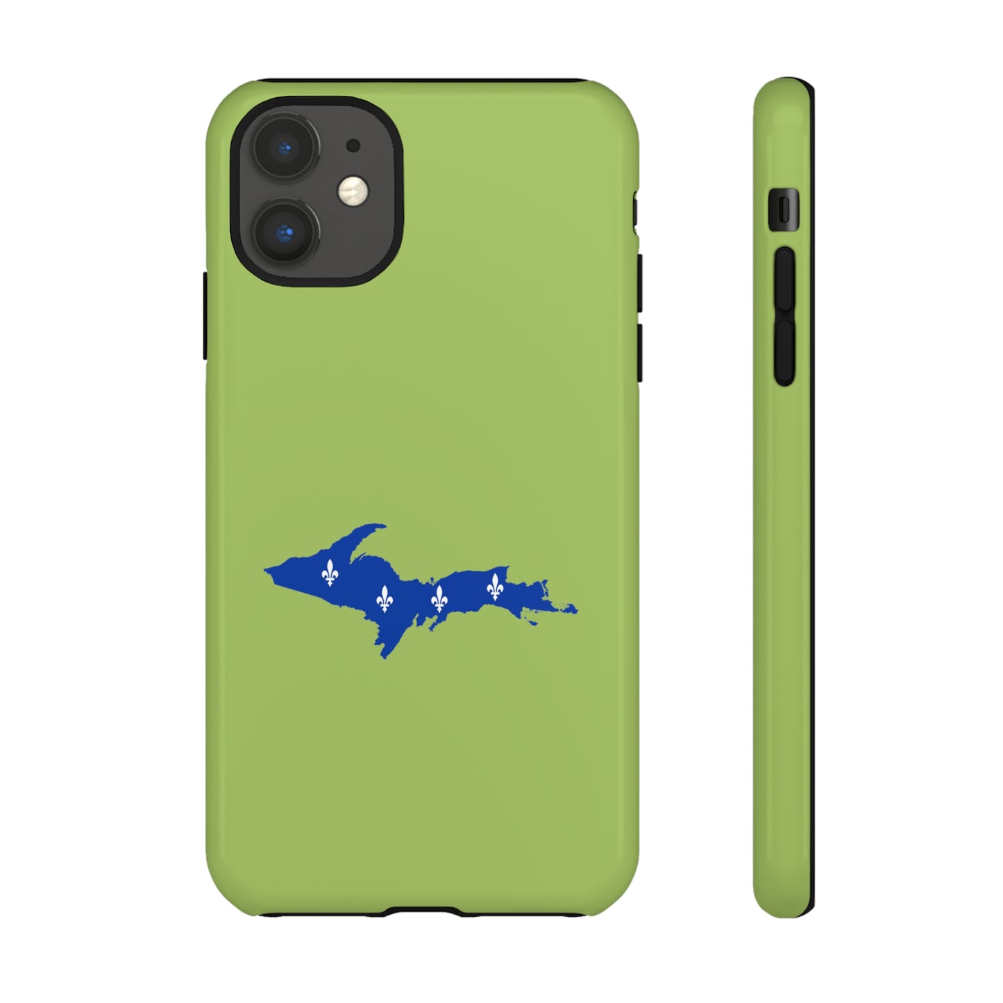 Michigan Upper Peninsula Tough Phone Case (Gooseberry Green w/ UP Quebec Flag Outline) | Apple iPhone