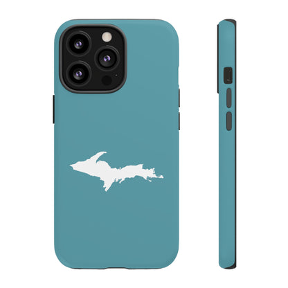 Michigan Upper Peninsula Tough Phone Case (Lake Huron Blue w/ UP Outline) | Apple iPhone