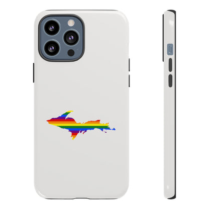 Michigan Upper Peninsula Tough Phone Case (Birch Bark White w/ UP Pride Flag Outline) | Apple iPhone