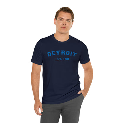 'Detroit EST. 1701' T-Shirt (Azure Ballpark Font) | Unisex Standard