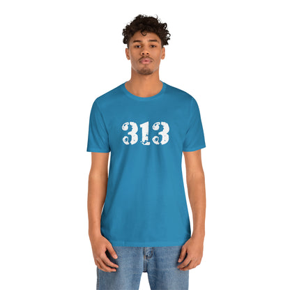 Detroit '313' T-Shirt (Distressed Stencil Font) | Unisex Standard Fit