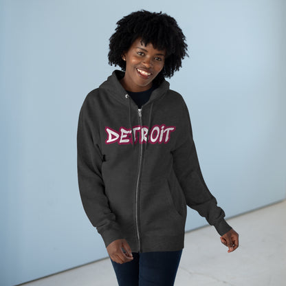 Detroit' Hoodie (Ruby Red Tag Font) | Unisex Full Zip