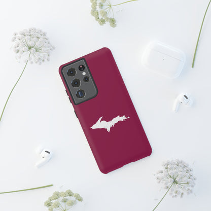 Michigan Upper Peninsula Tough Phone Case (Ruby Red w/ UP Outline) | Samsung & Pixel Android