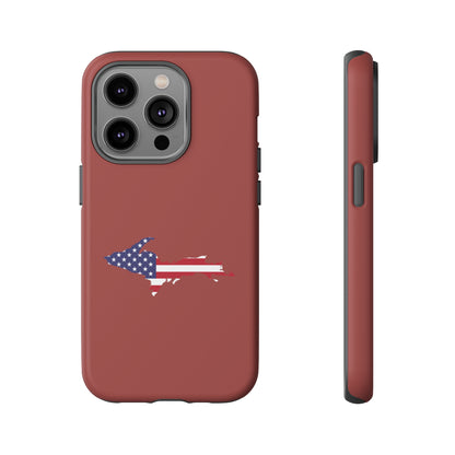 Michigan Upper Peninsula Tough Phone Case (Ore Dock Red w/ UP USA Flag Outline) | Apple iPhone