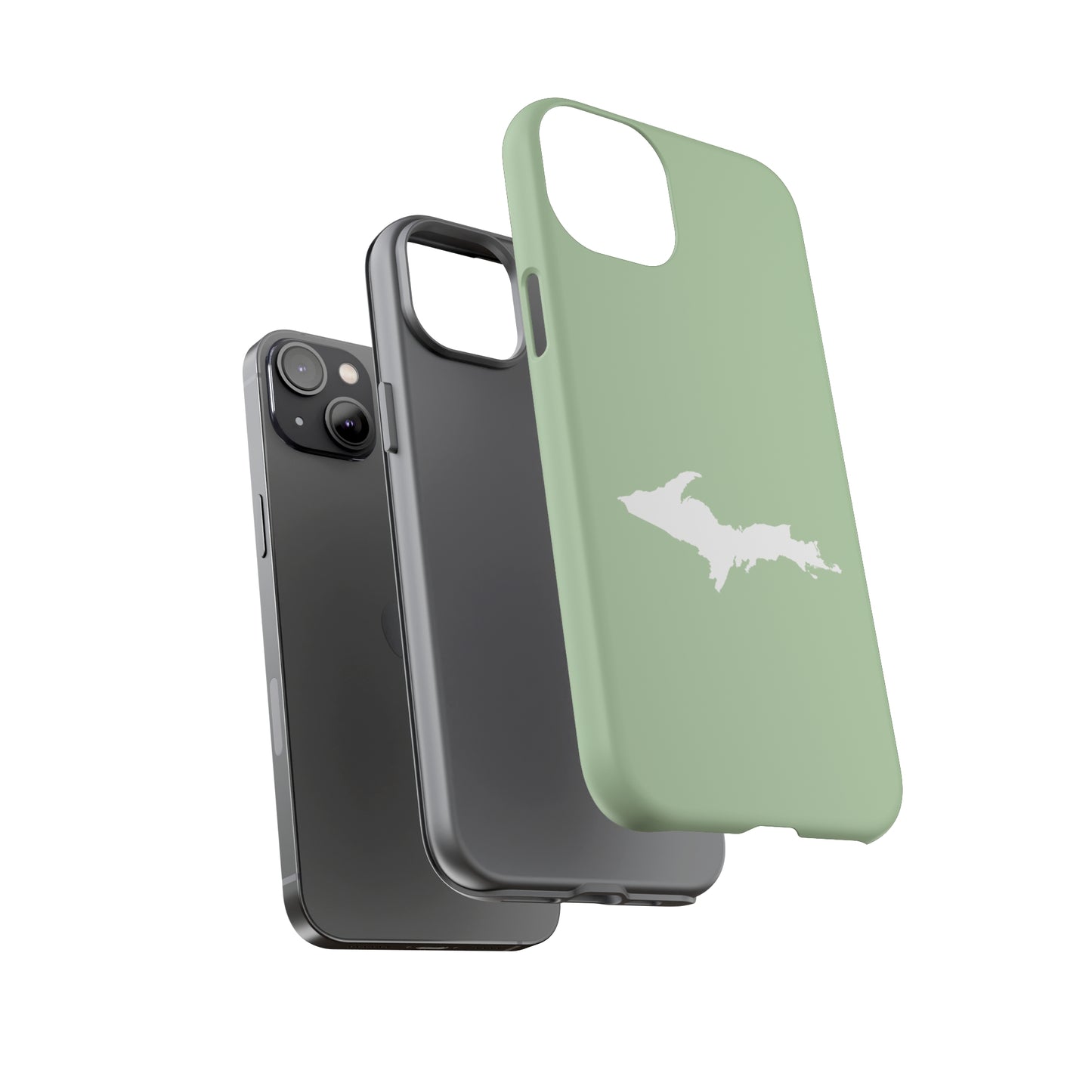 Michigan Upper Peninsula Tough Phone Case (Green Tea Color w/ UP Outline) | Apple iPhone