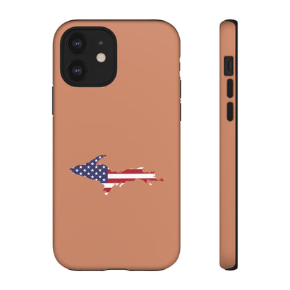 Michigan Upper Peninsula Tough Phone Case (Copper Color w/ UP USA Flag Outline) | Apple iPhone