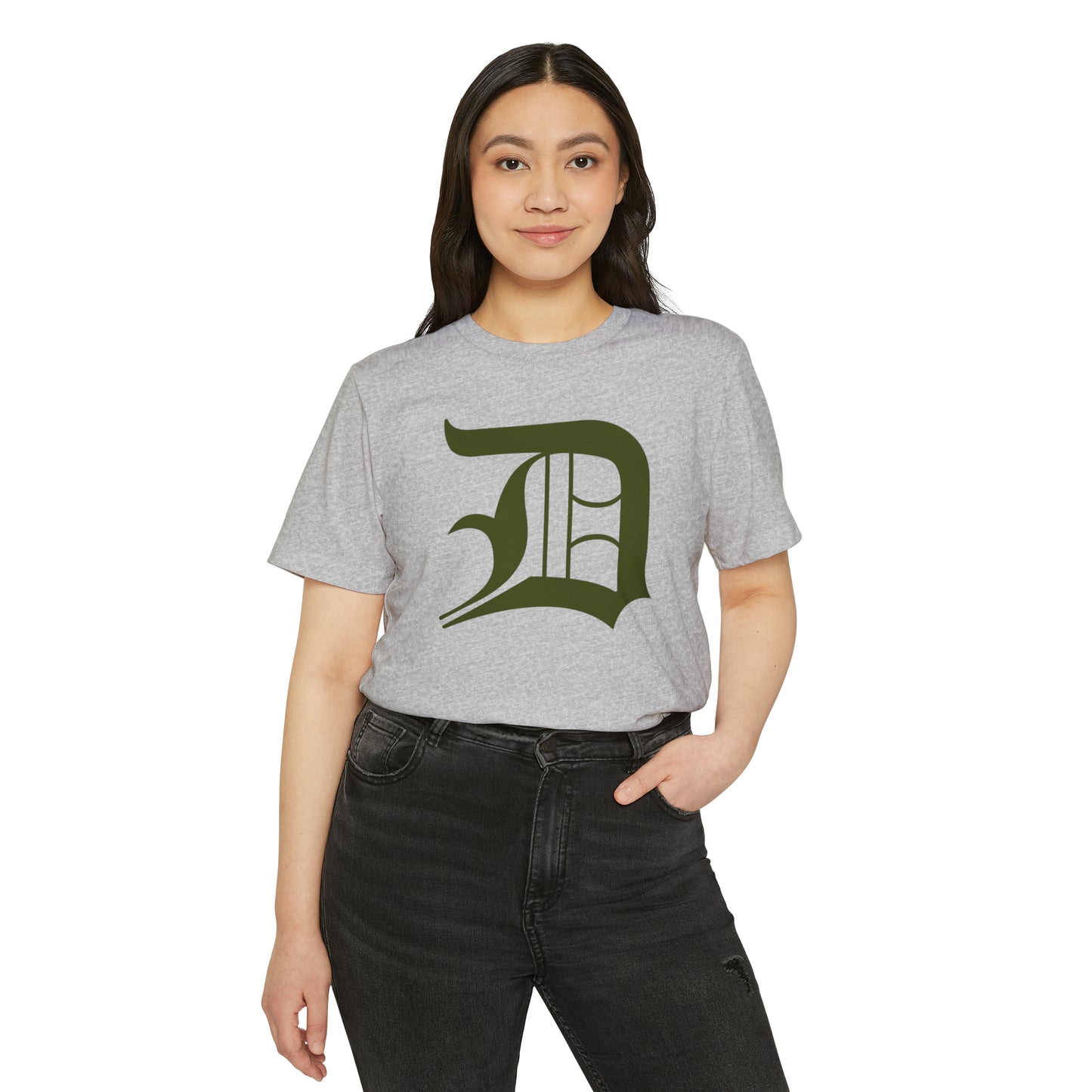 Detroit 'Old English D' T-Shirt (Army Green) | Unisex Recycled Organic