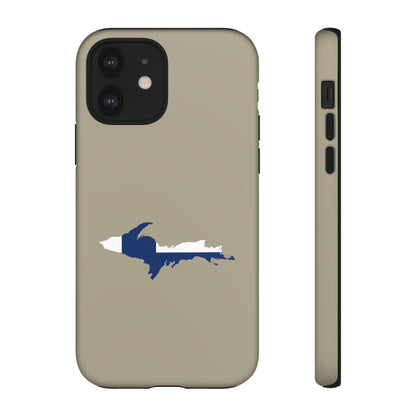 Michigan Upper Peninsula Tough Phone Case (Petoskey Stone Beige w/ UP Finland Flag Outline) | Apple iPhone