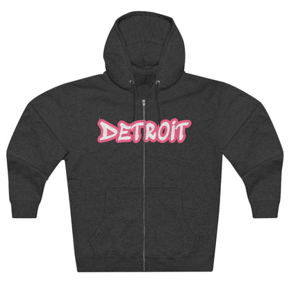 'Detroit' Hoodie (Rhodochrosite Pink Tag Font) | Unisex Full Zip