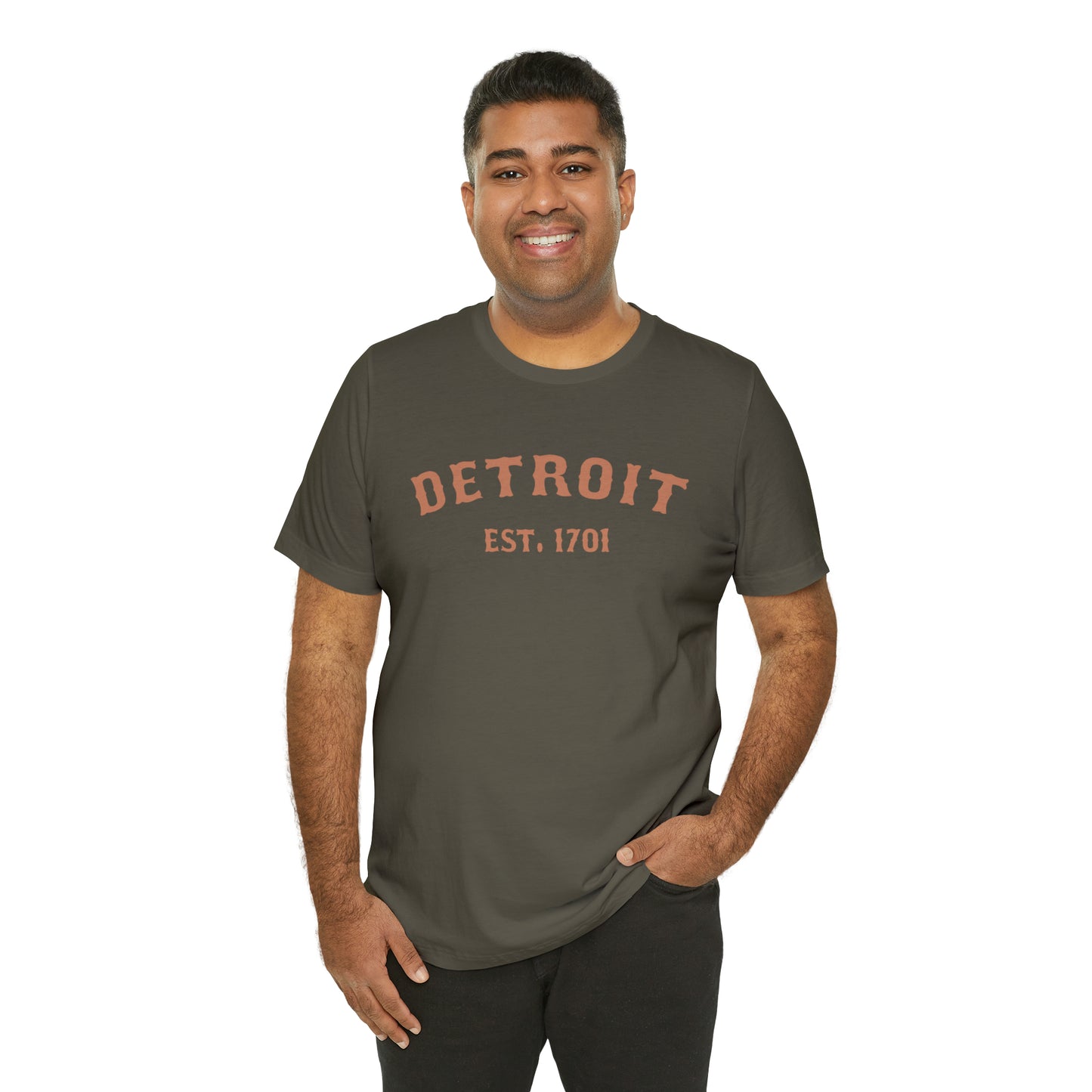 'Detroit EST. 1701' T-Shirt (Copper Ballpark Font) | Unisex Standard