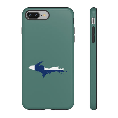 Michigan Upper Peninsula Tough Phone Case (Copper Green w/ UP Finland Flag Outline) | Apple iPhone