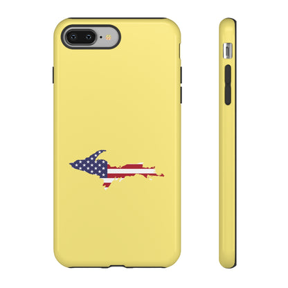 Michigan Upper Peninsula Tough Phone Case (Yellow Cherry Color w/ UP USA Outline) | Apple iPhone