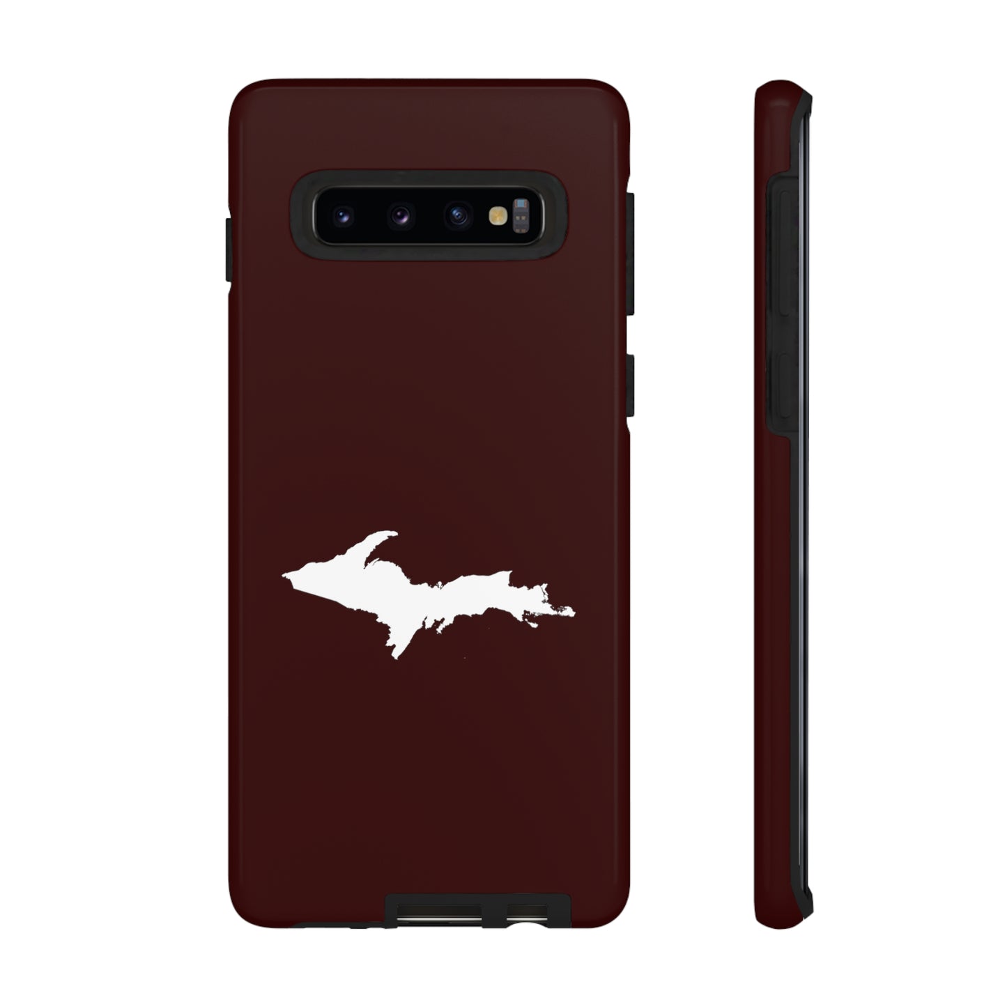 Michigan Upper Peninsula Tough Phone Case (Cherrywood Color w/ UP Outline) | Samsung & Pixel Android